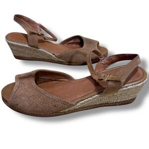 Luz Da Lua Tan Suede Espadrille Wedge Sandal Peep Toe Womens 10
